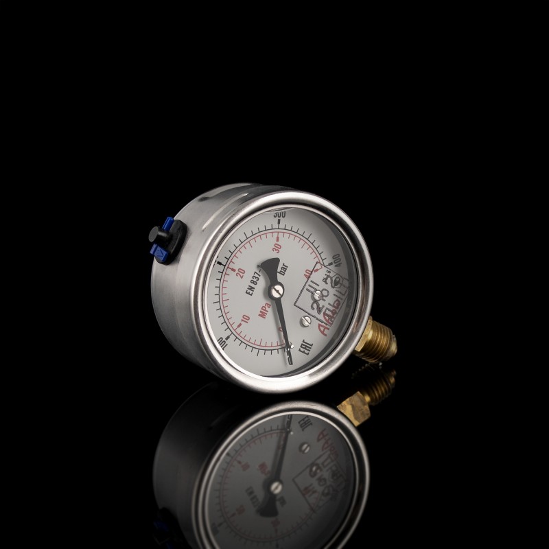 Манометр от 0 до 400бар из нержавеющей стали, D63мм, BSPP 1/4", Штуцер сн G22-S-4G-63A-400bar-VE-GW;  